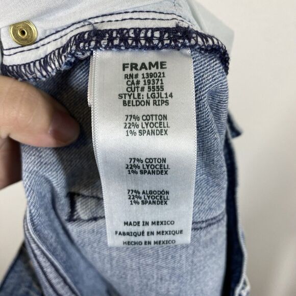 Frame Jeans Womens Size 31 Le Garcon Beldon Rip Destroyed Cropped Blue Denim - Picture 11 of 12